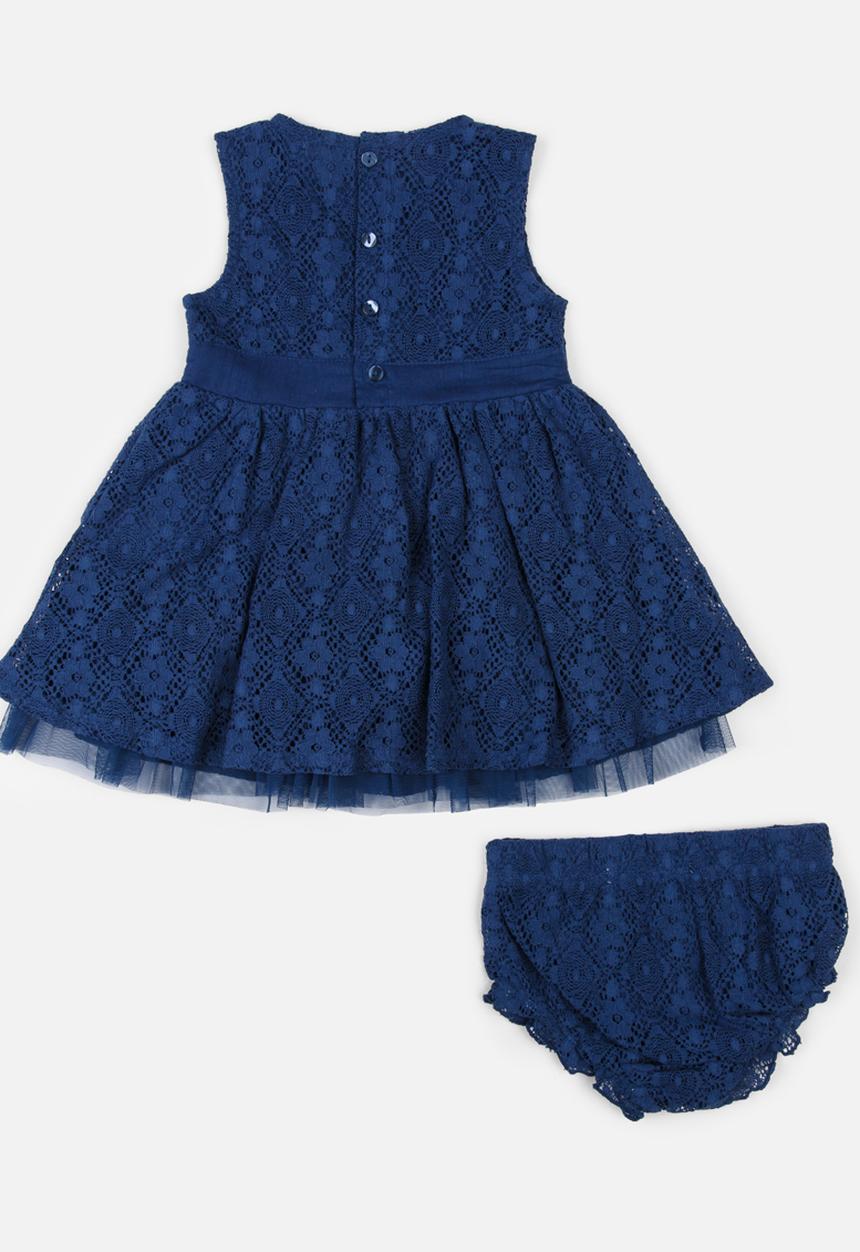 MINOTI - Paris 2 Piece Lace Dress & Bloomers Set Navy