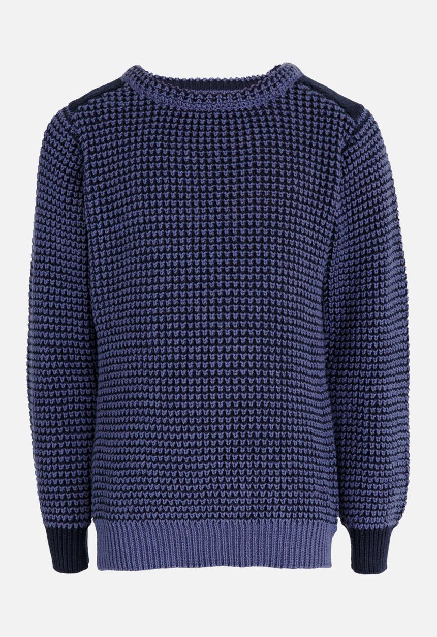 MINOTI - Mixed Knitted Jumper with Quilted Shoulder Panel Blue