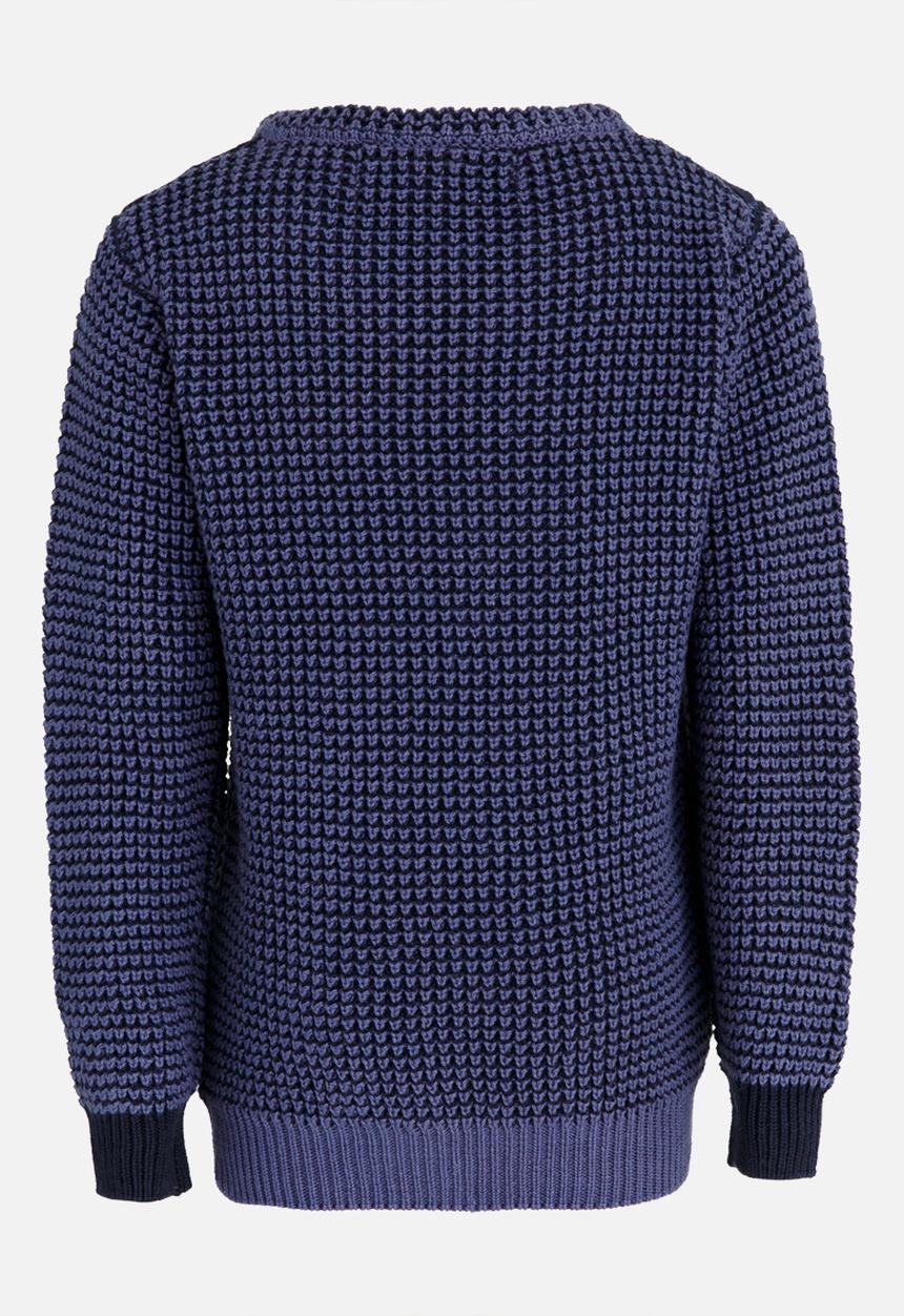 MINOTI - Mixed Knitted Jumper with Quilted Shoulder Panel Blue