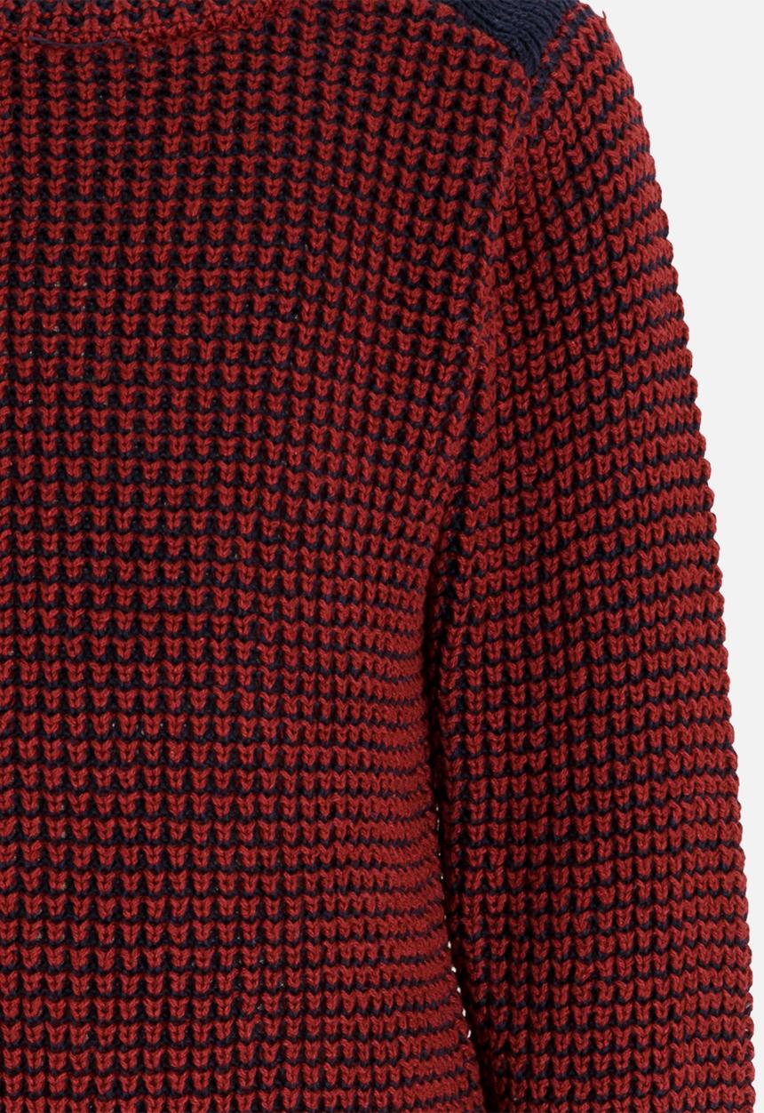 MINOTI - Mixed Knitted Jumper with Quilted Shoulder Panel Maroon