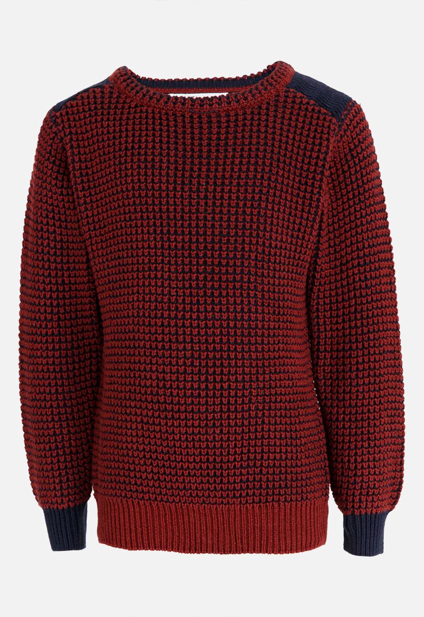 MINOTI - Mixed Knitted Jumper with Quilted Shoulder Panel Maroon