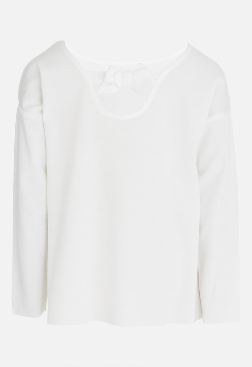 MINOTI - Raw Edge Top with Back Satin Bow Off White