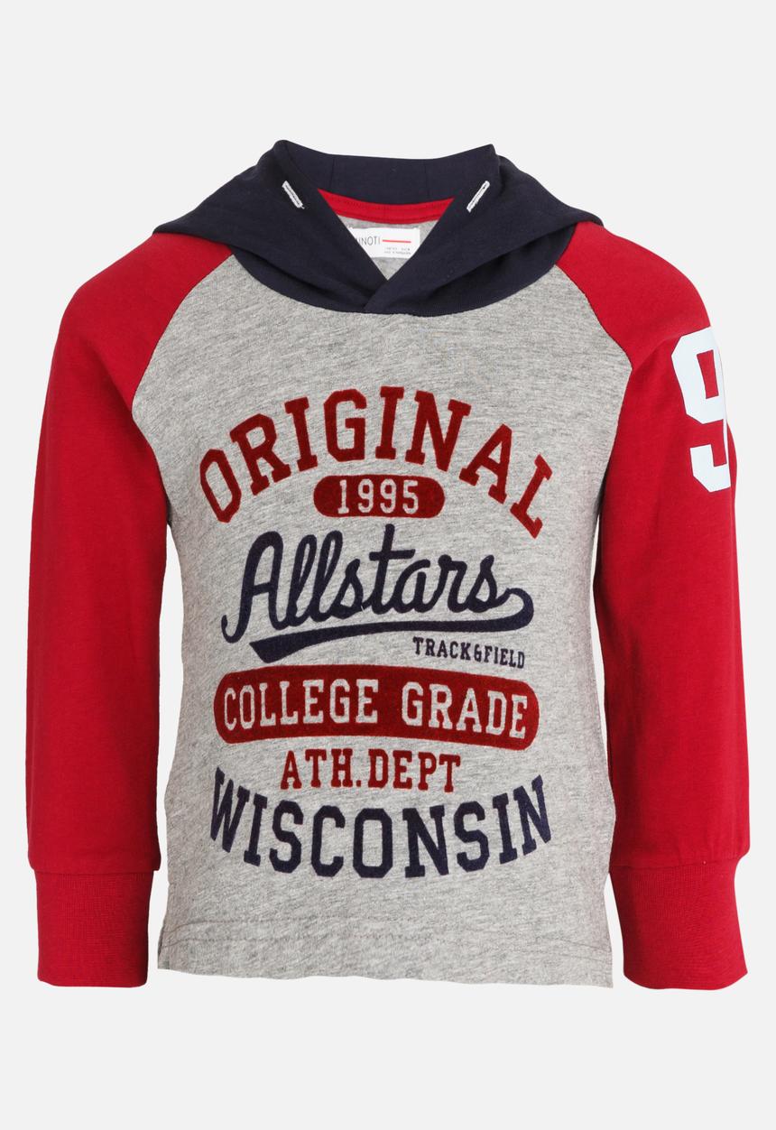 MINOTI - Printed Raglan Sleeve Hoodie Grey Melange