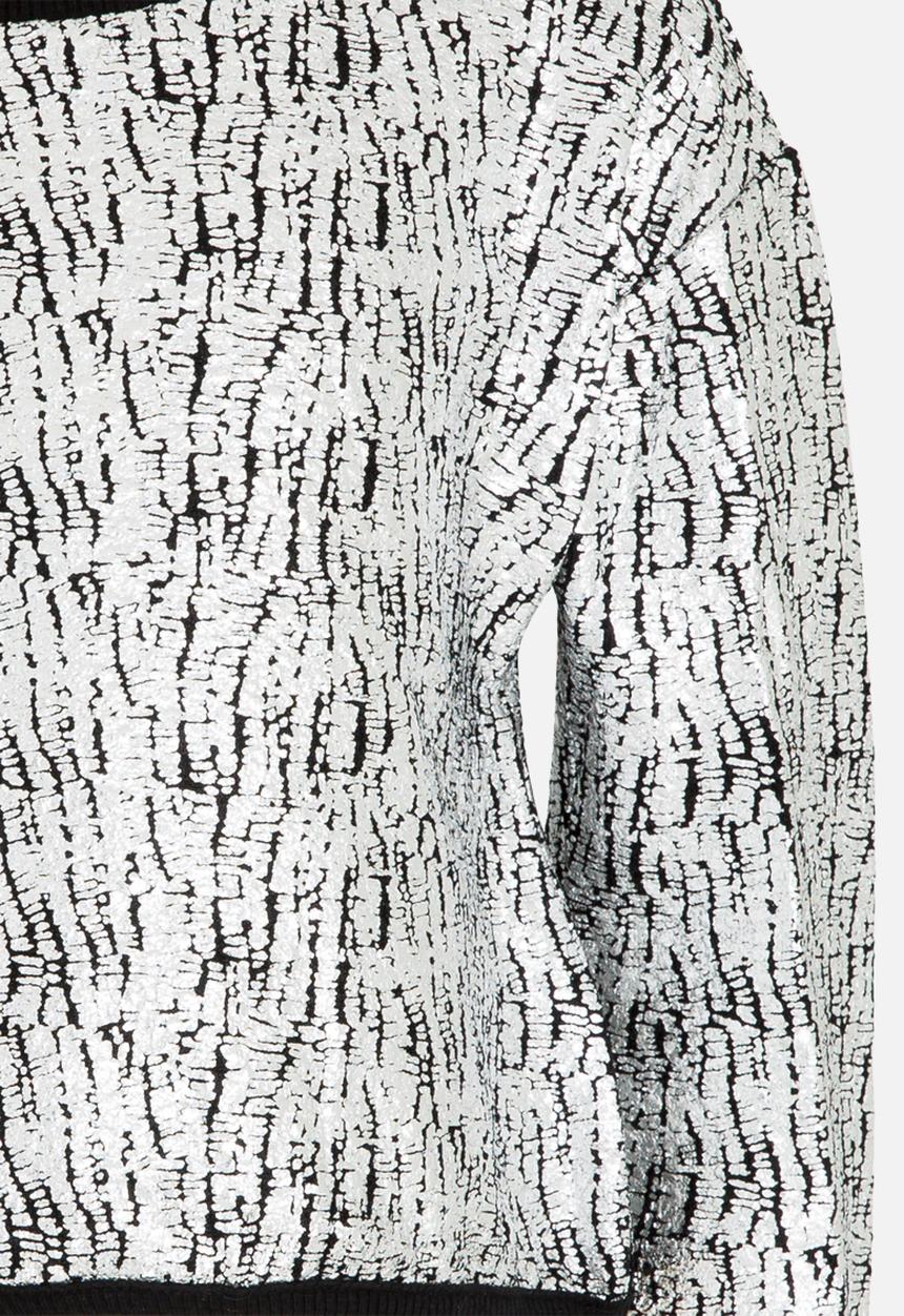 MINOTI - Cropped foil print jumper - silver & black 