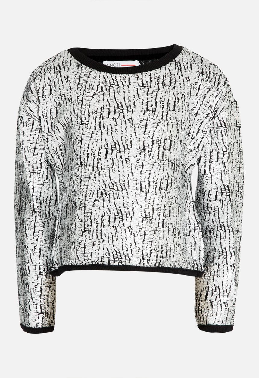 MINOTI - Cropped foil print jumper - silver & black 