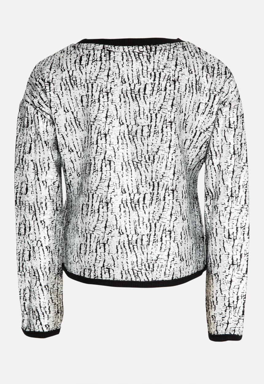 MINOTI - Cropped foil print jumper - silver & black 