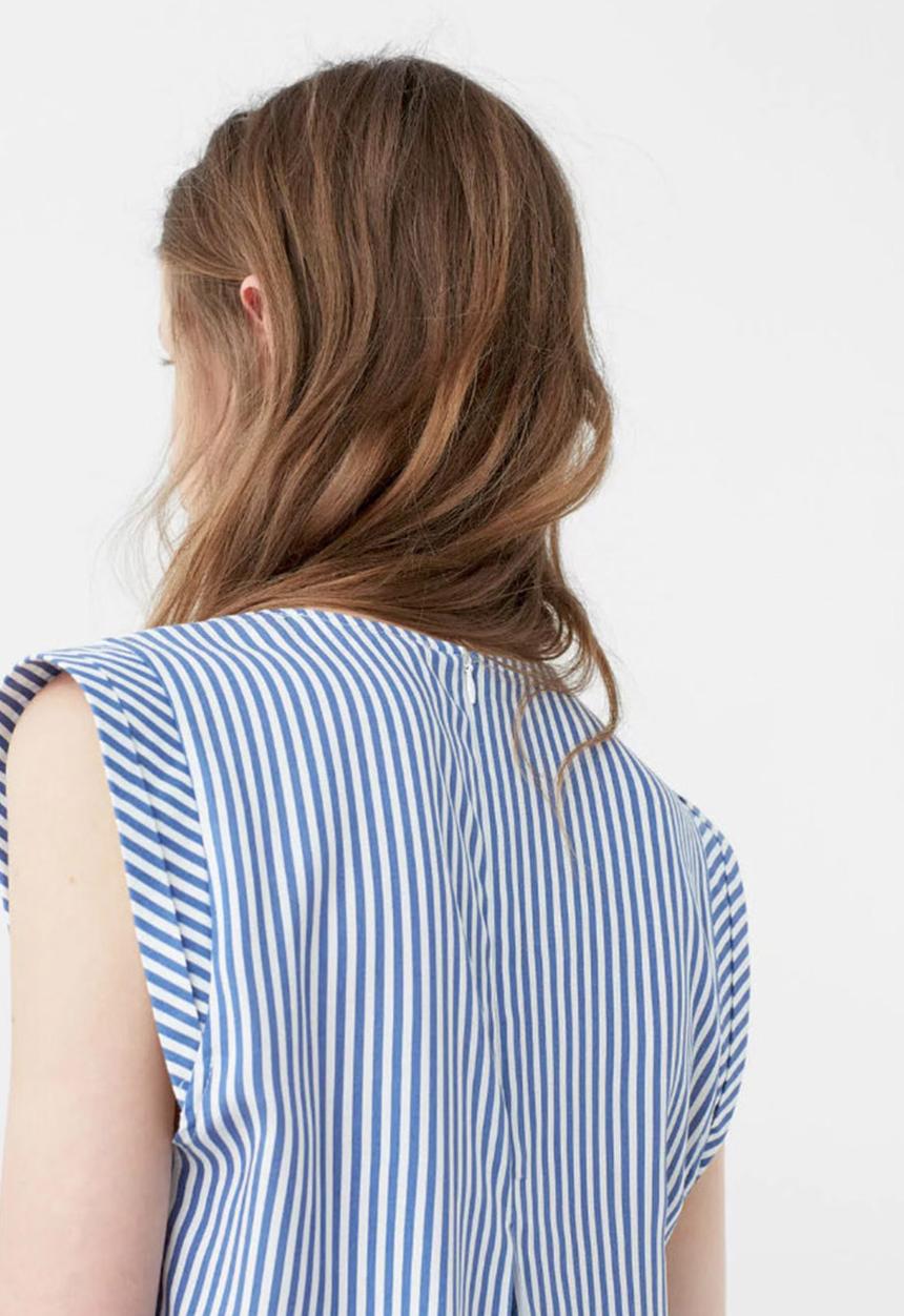 MANGO - Striped Sleeveless Top Blue and White