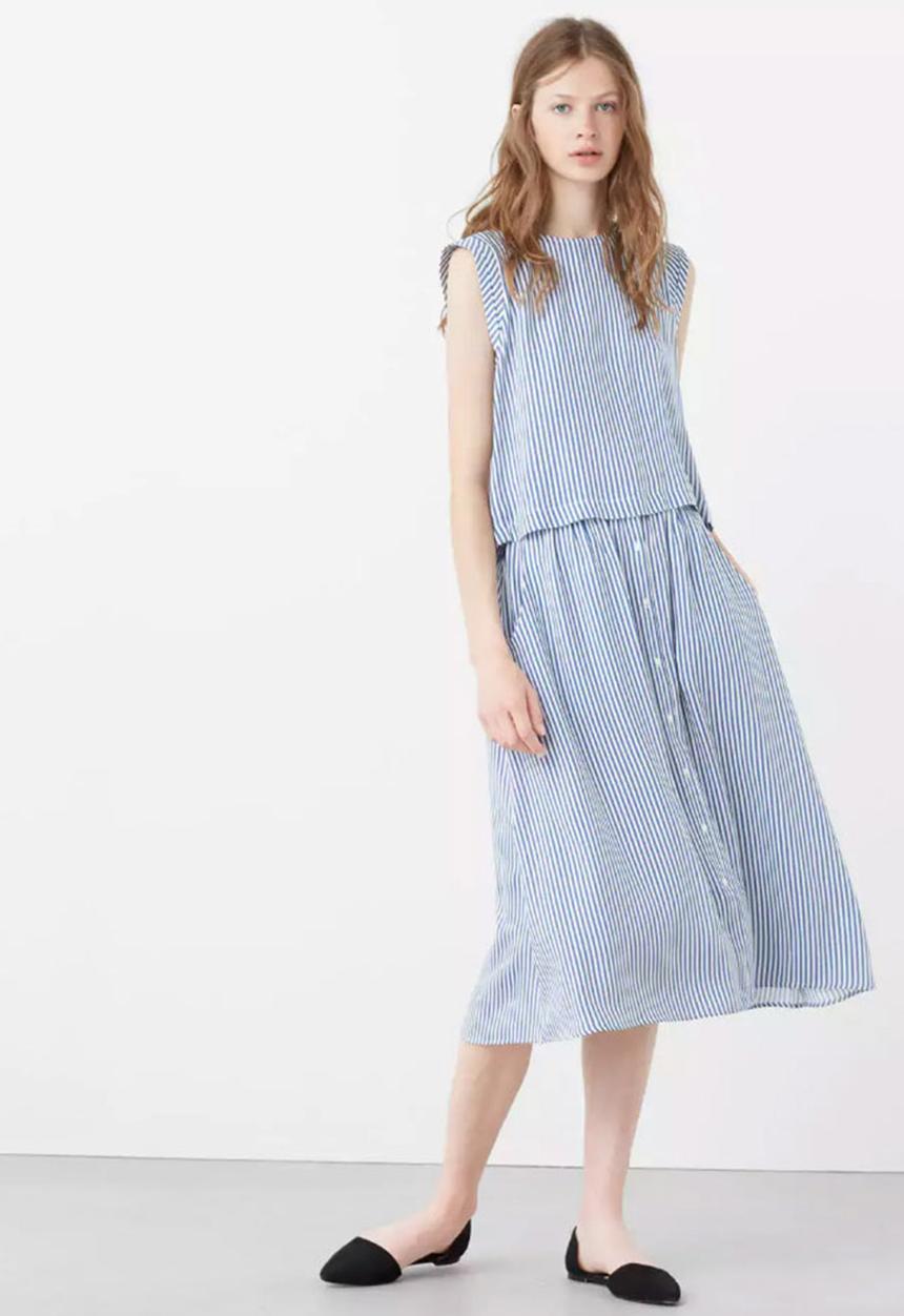 MANGO - Striped Sleeveless Top Blue and White
