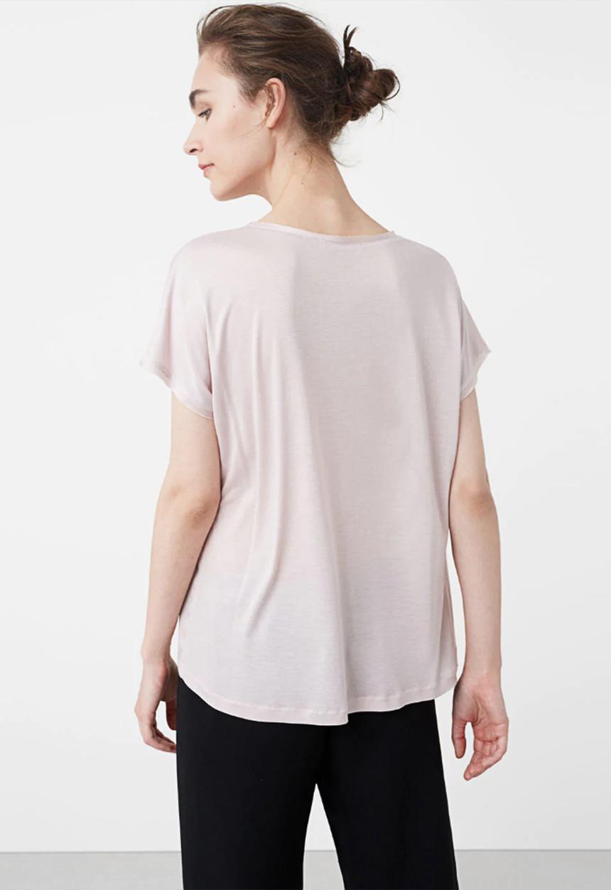 MANGO - Flowy Short Sleeve T-Shirt Pale Pink