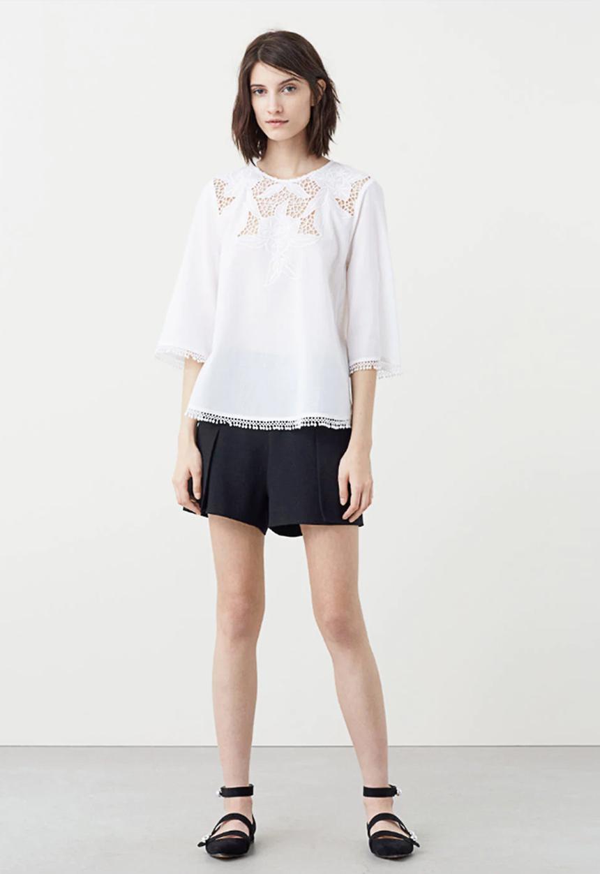 MANGO - Openwork Panel Blouse White