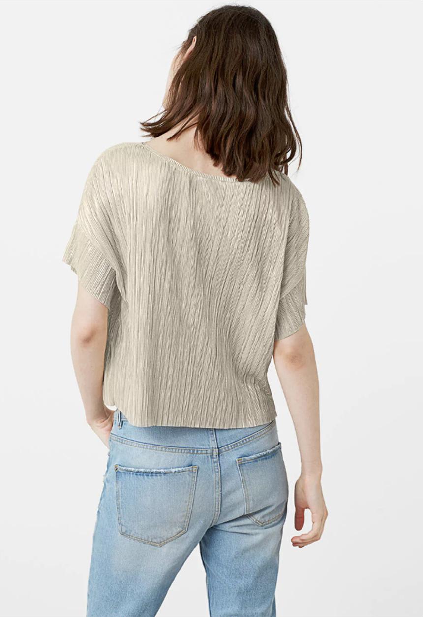 MANGO - Pleated T-shirt Gold