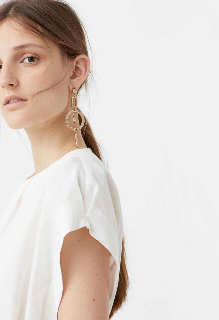 MANGO - Belted Cap Sleeve Top White