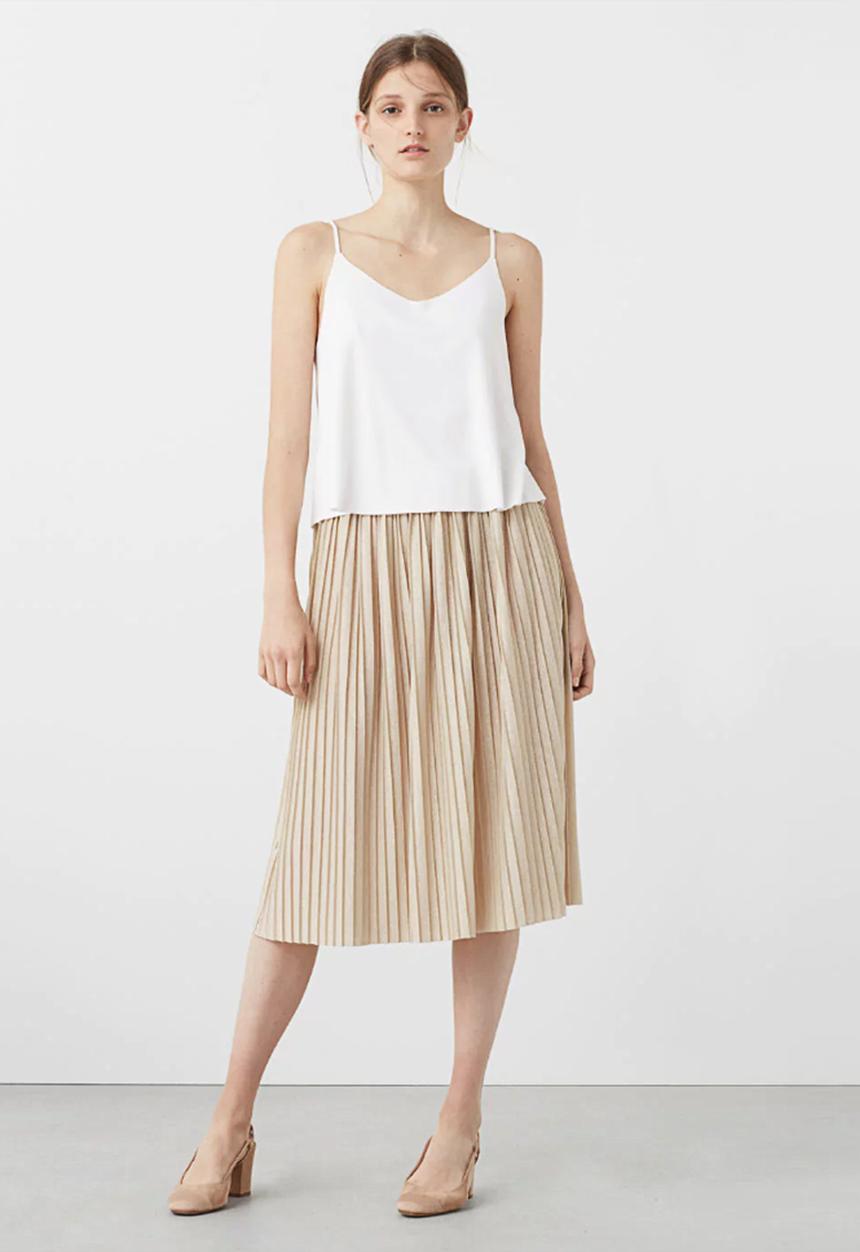 MANGO - Midi Pleated Skirt Gold
