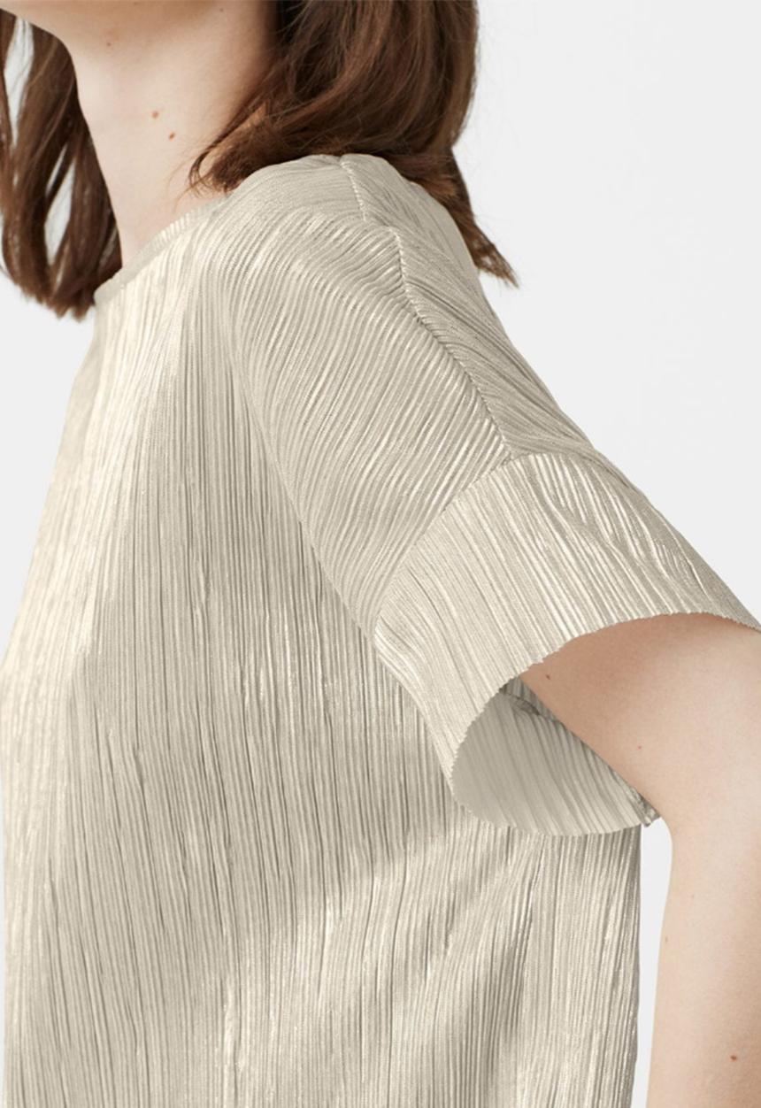 MANGO - Pleated T-shirt Gold