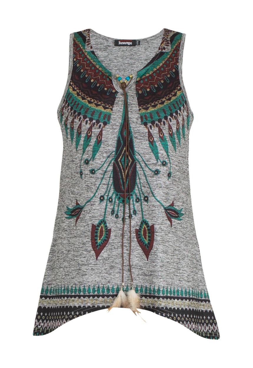 Revenge - Boho Sleeveless Top Grey