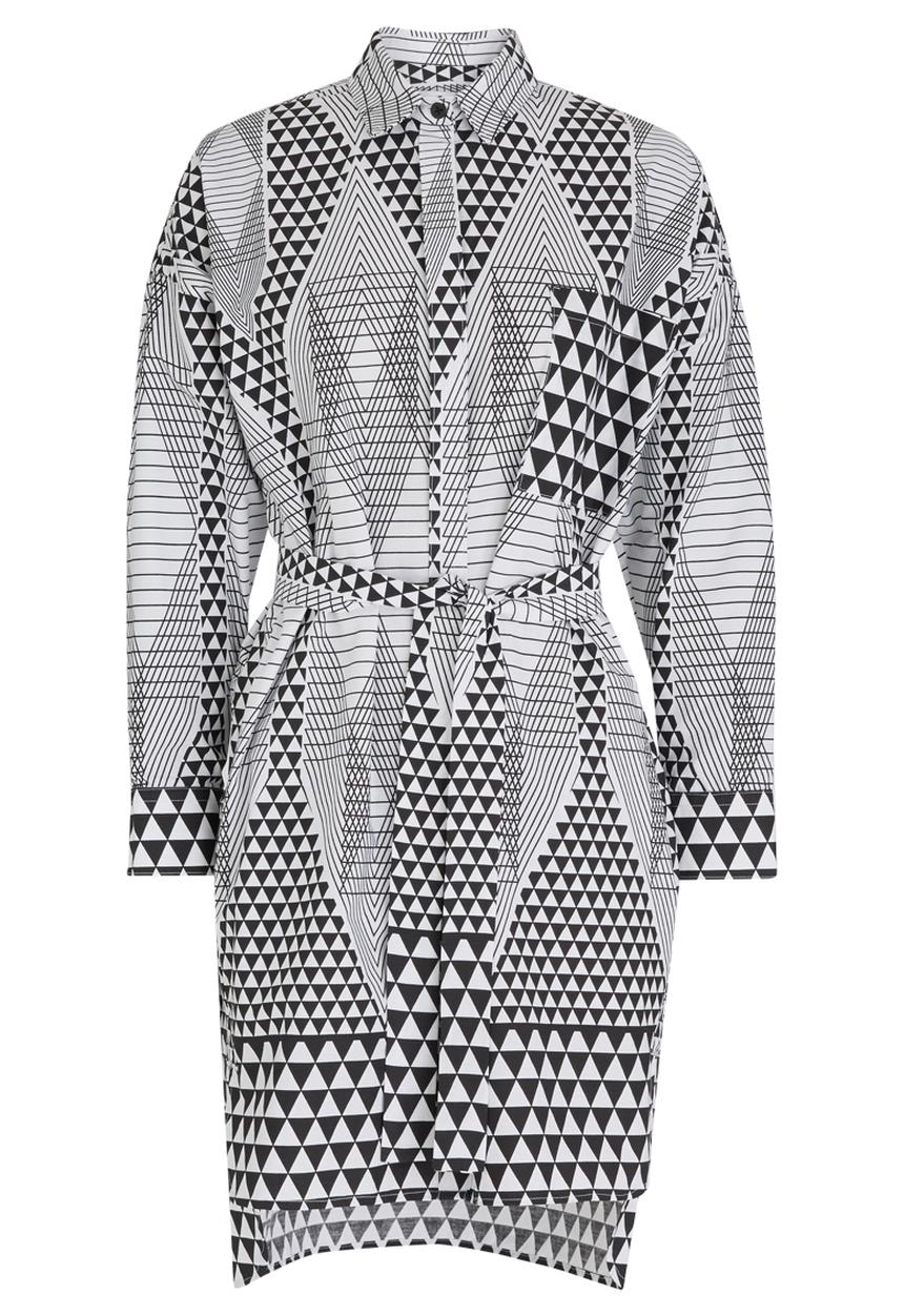 Chulaap - Diamond Print Maxi Shirt Black and White