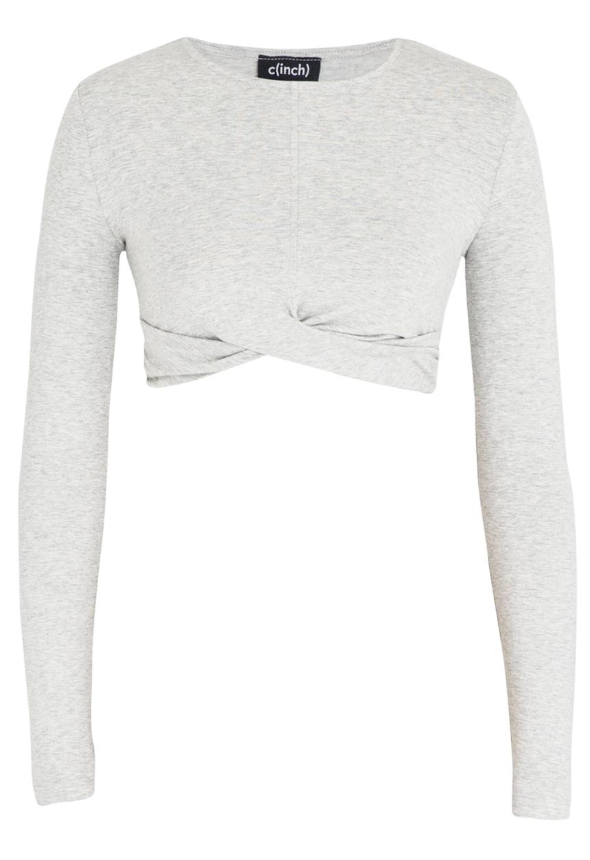 c(inch) - Cross Front Crop Top Grey