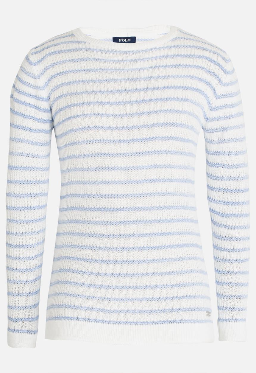 POLO - Ashleigh LS Striped Pullover Mid Blue