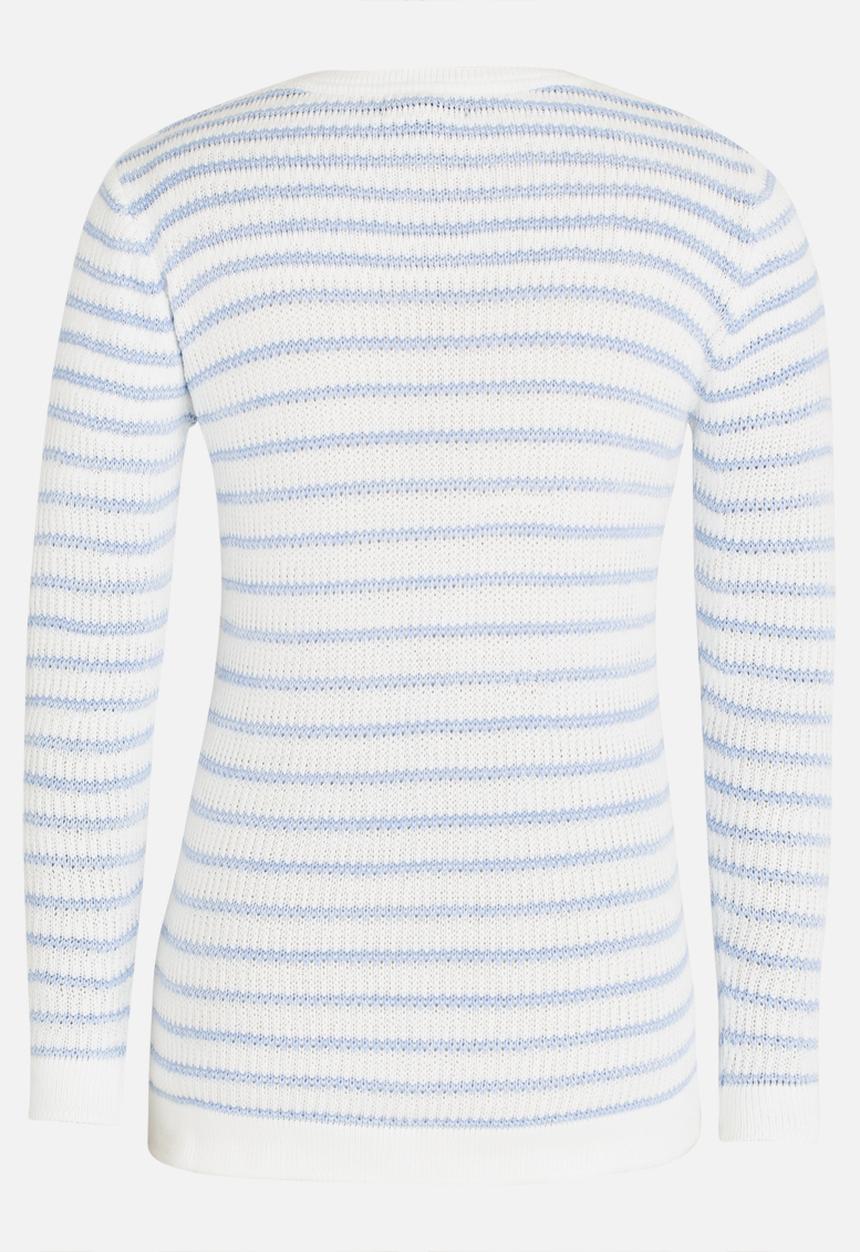 POLO - Ashleigh LS Striped Pullover Mid Blue