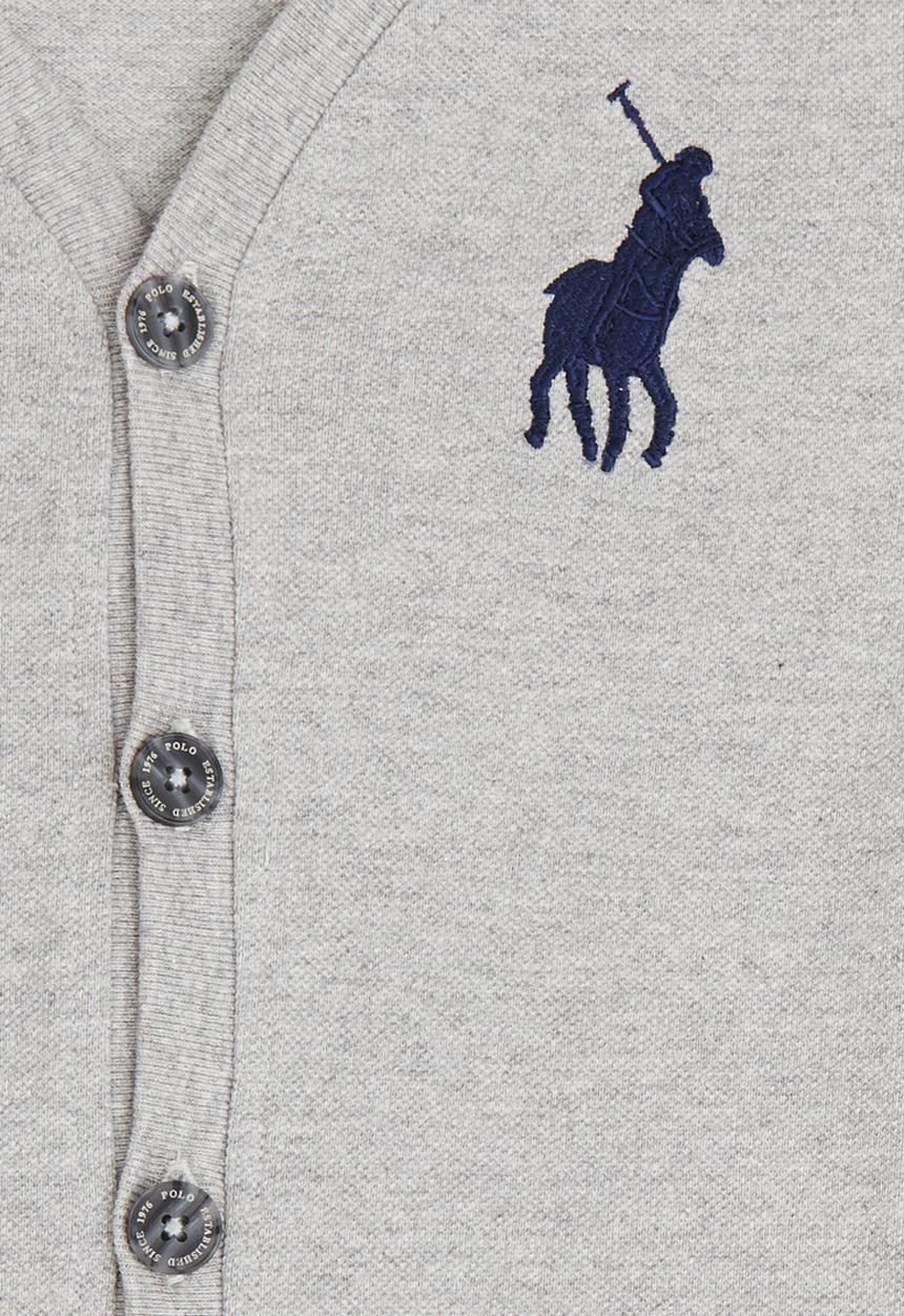 POLO - Classic Pique Cardigan Pale Grey