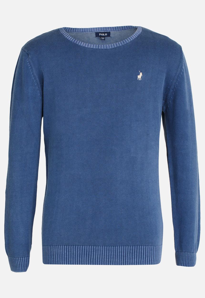 POLO - Ethan LS Crew Neck Pullover Mid Blue