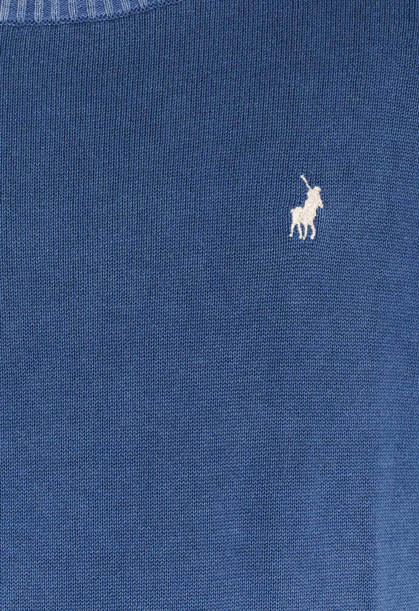 POLO - Ethan LS Crew Neck Pullover Mid Blue