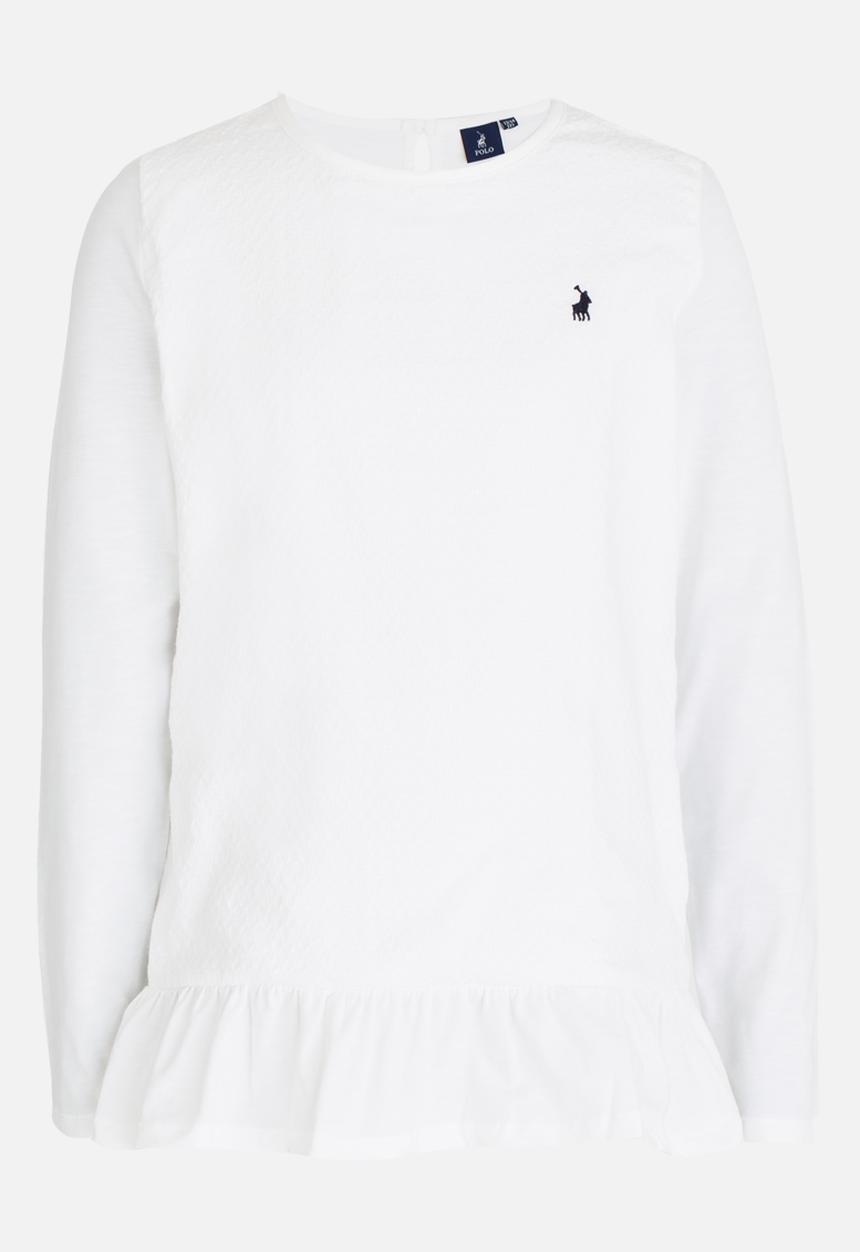 POLO - Stacey LS Woven Front Tee Off White