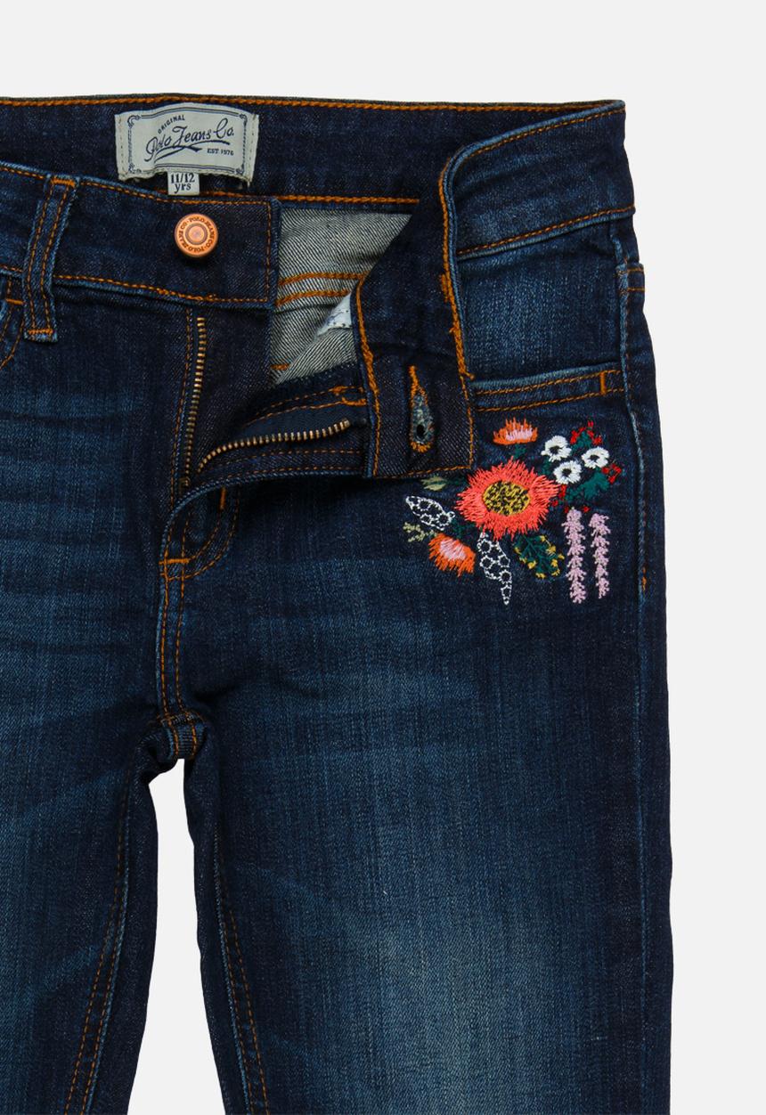 POLO - Madison Embroidered Skinny Jean Mid Blue