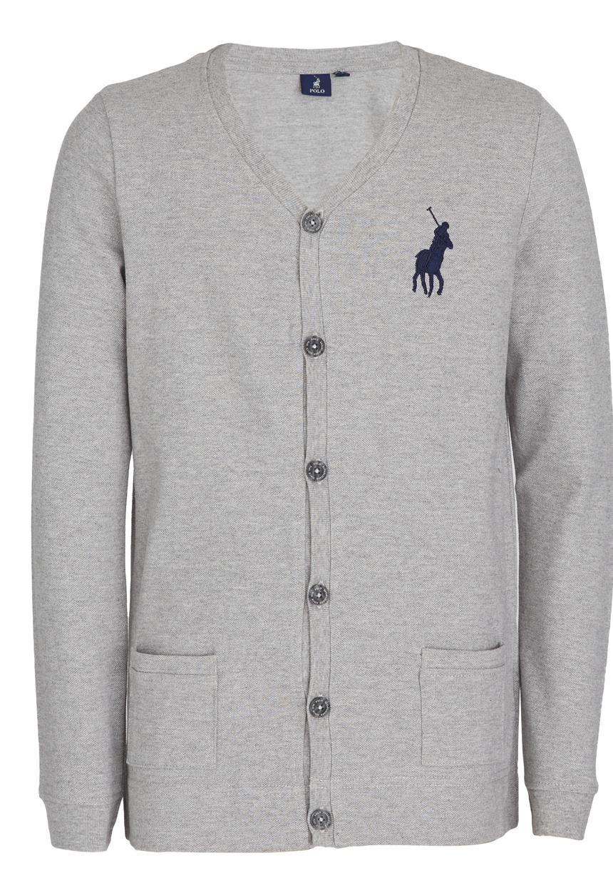 POLO - Classic Pique Cardigan Pale Grey