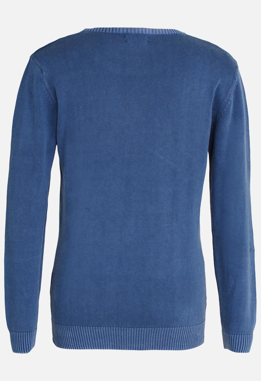 POLO - Ethan LS Crew Neck Pullover - Mid Blue