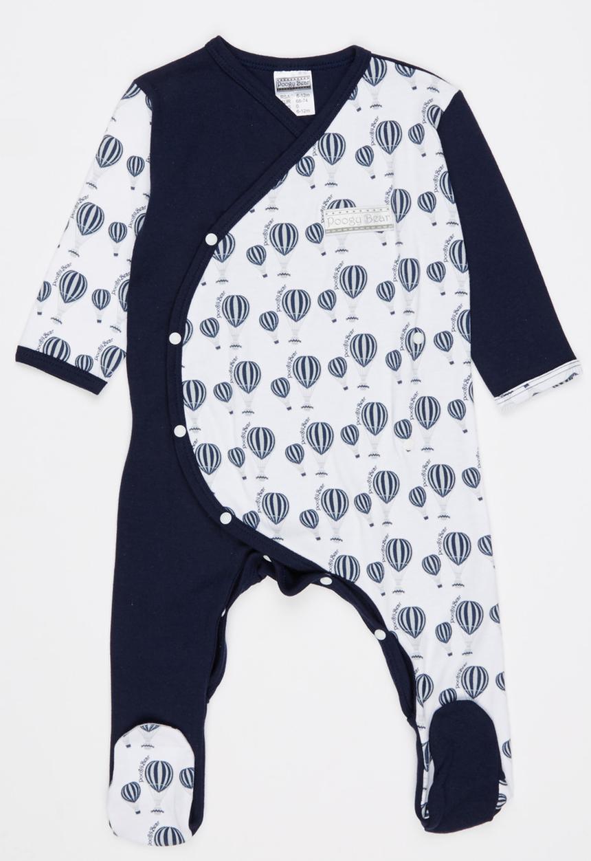 Poogy Bear - Hot Air Balloon Crossover Babygrow Navy