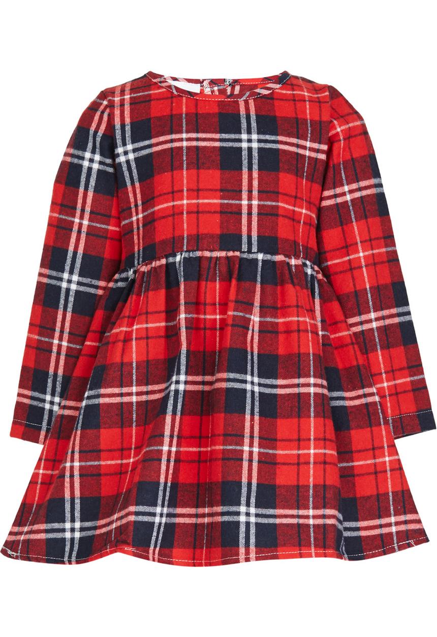 Pop Candy - Check Long Sleeve Dress  Red