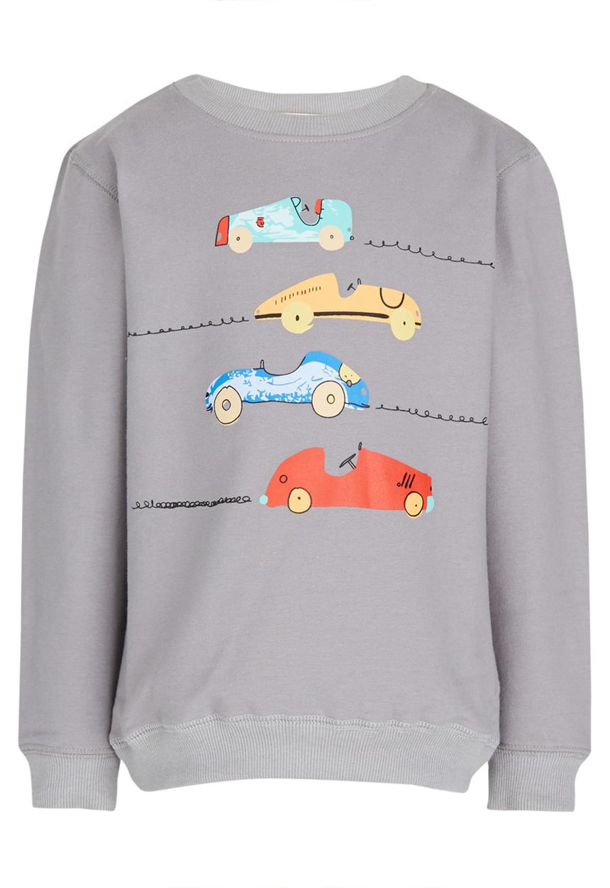 Pop Candy - Car Printed Sweater Grey