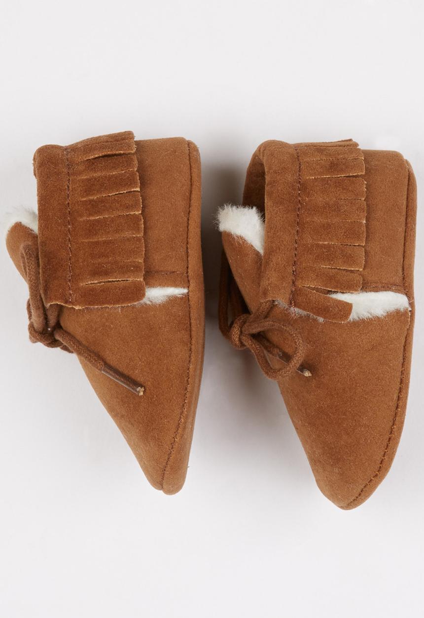 Pop Candy - Fur Lined Moccasins Mid Brown