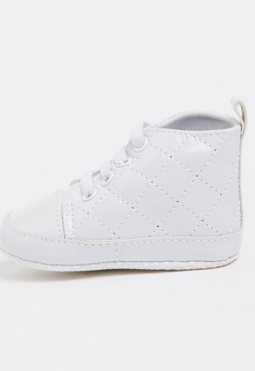 Pop Candy - Quilted PU Hi Top Sneaker White