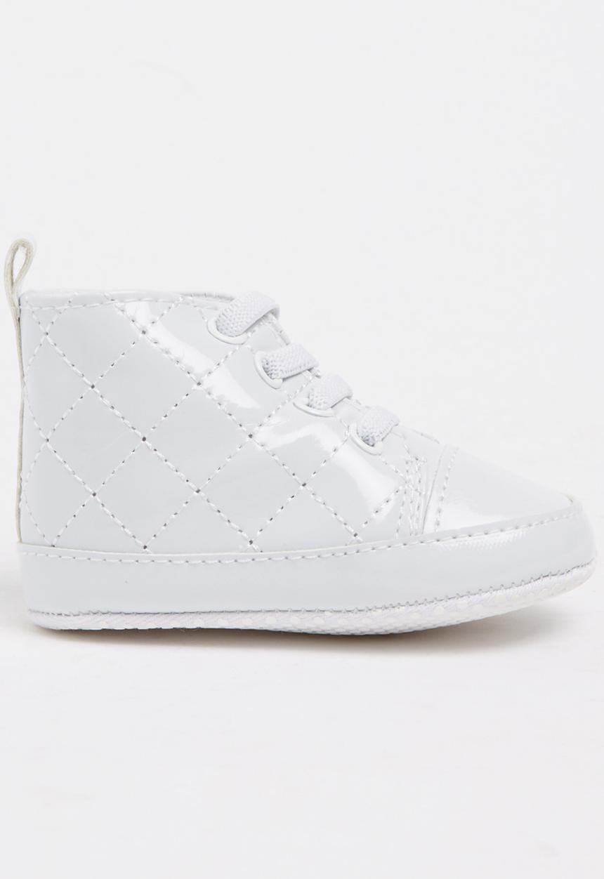 Pop Candy - Quilted PU Hi Top Sneaker White