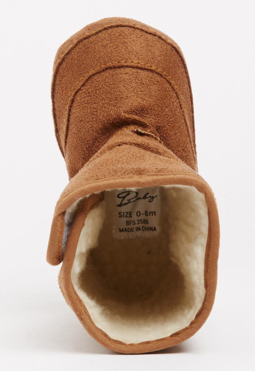 Pop Candy - Sherpa Lined Boots Mid Brown