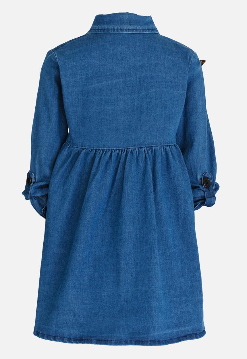 Pop Candy - Denim Dress with Embroidered Flower Blue