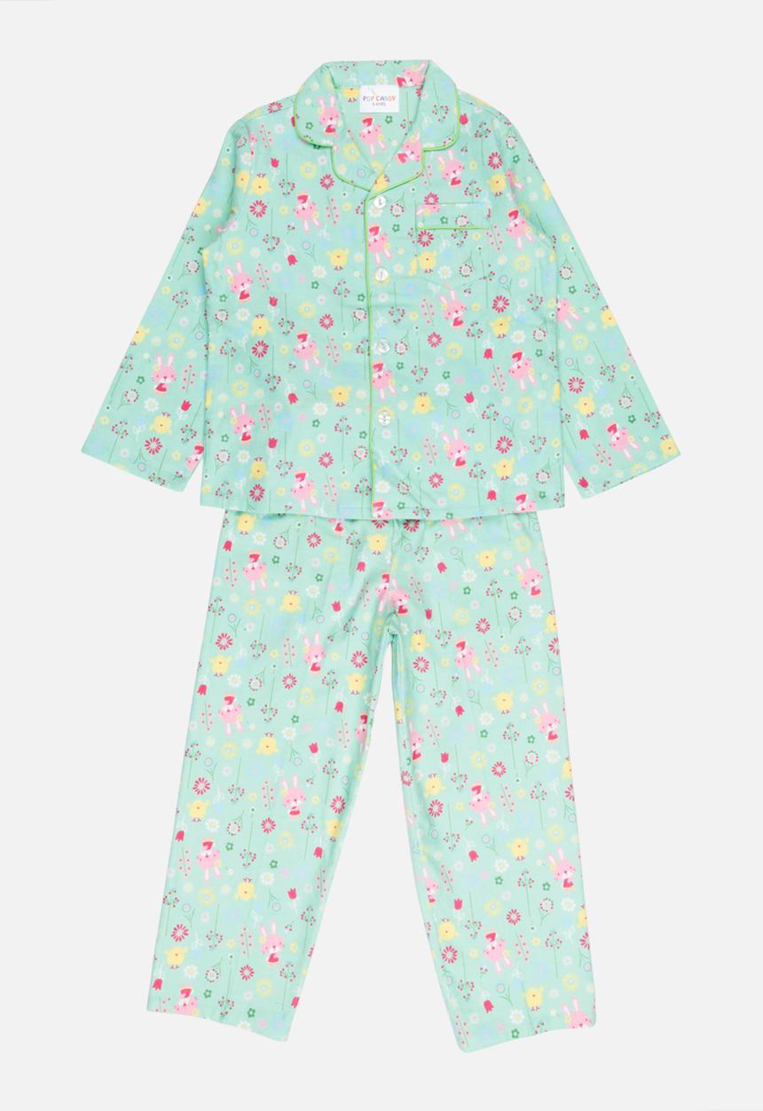 Pop Candy - Printed Flannel PJ Set Mint