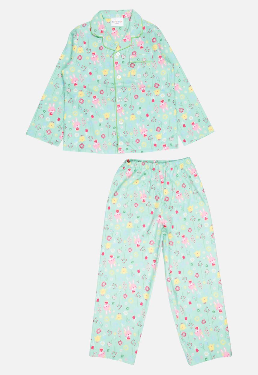 Pop Candy - Printed Flannel PJ Set Mint