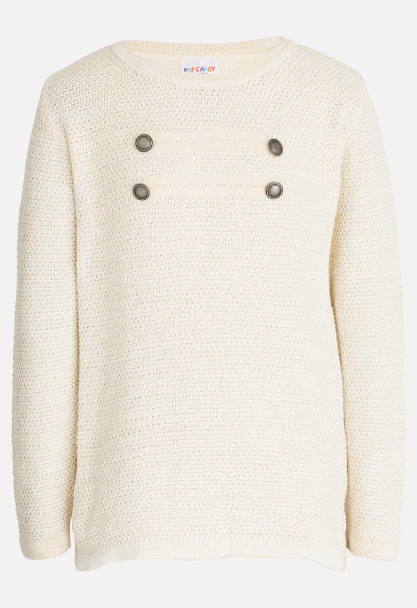 Pop Candy - Lurex Crew Neck Sweater Off White