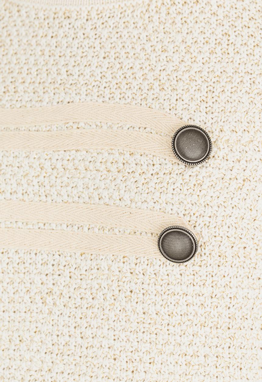 Pop Candy - Lurex Crew Neck Sweater Off White