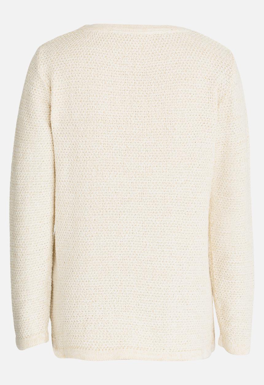 Pop Candy - Lurex Crew Neck Sweater Off White