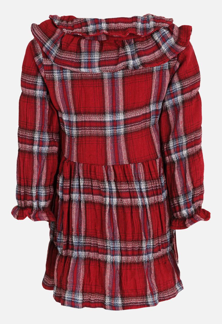 Pop Candy - Check Dress with Frill Detail Red
