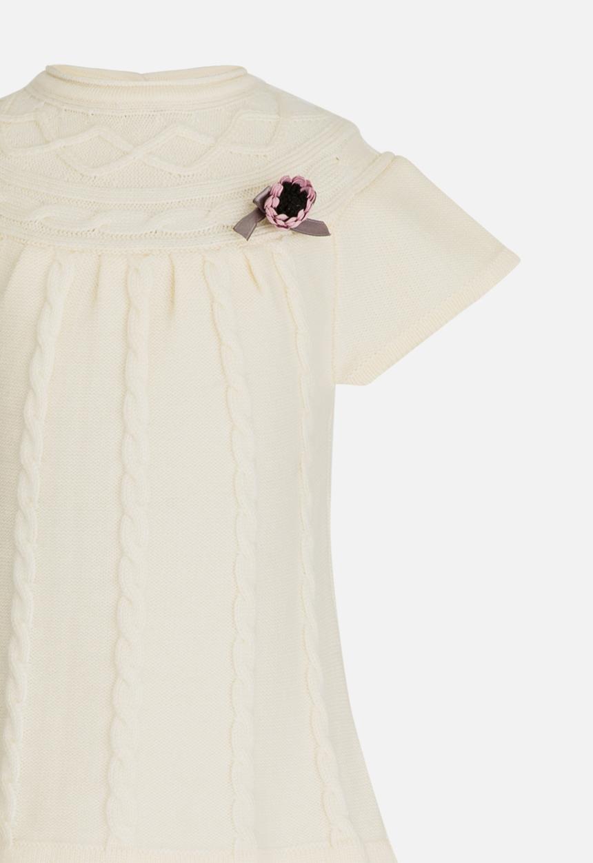 Pop Candy - Jersey Dress with Cable Knit Detail Beige