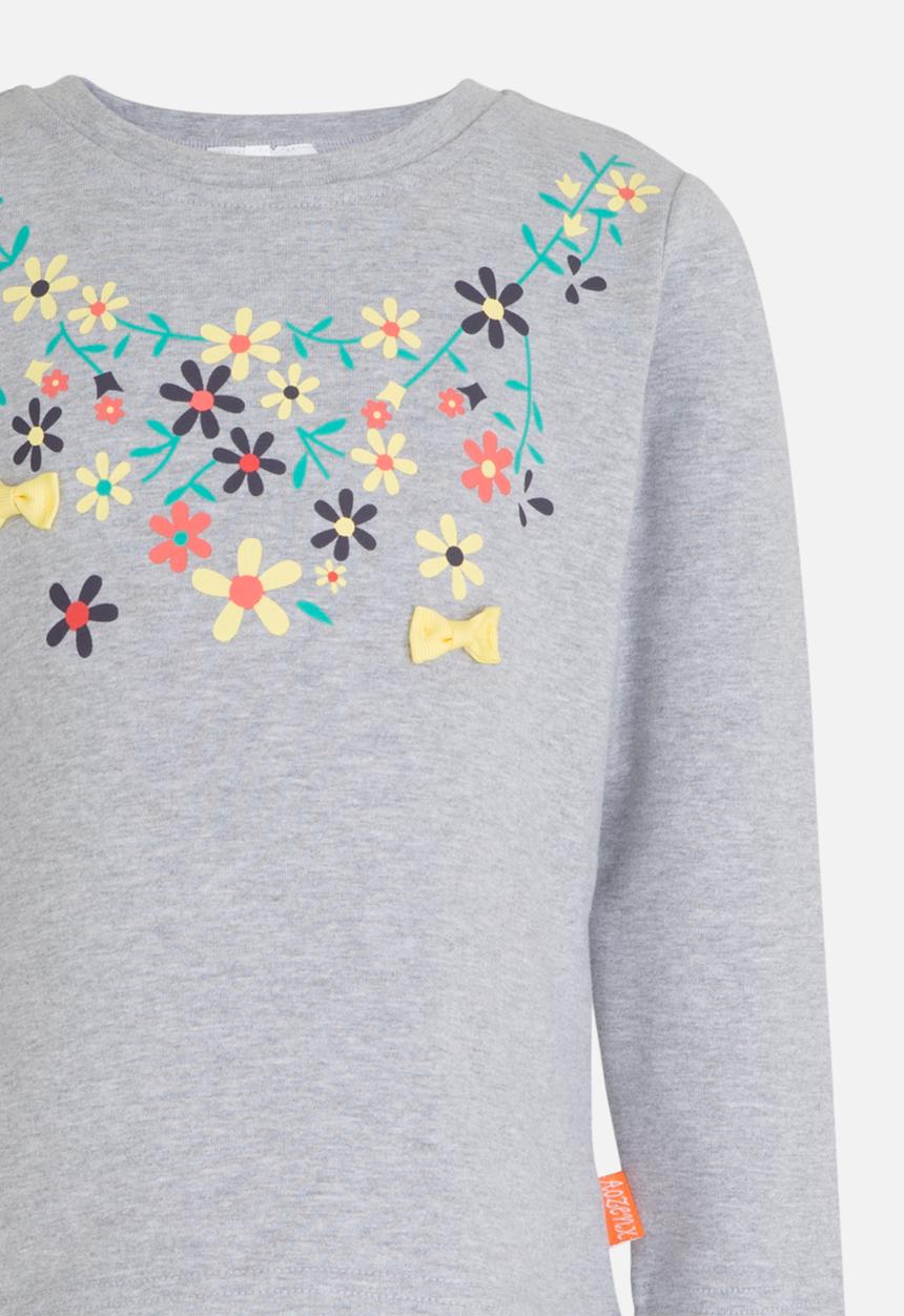 Pop Candy - Flower Printed Tee Pale Grey
