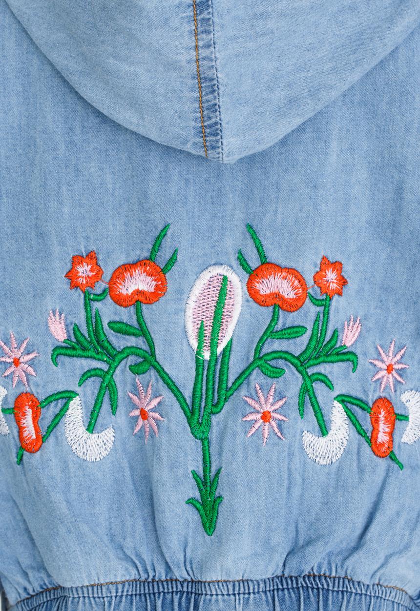 Pop Candy - Embroidered Denim Jacket Blue