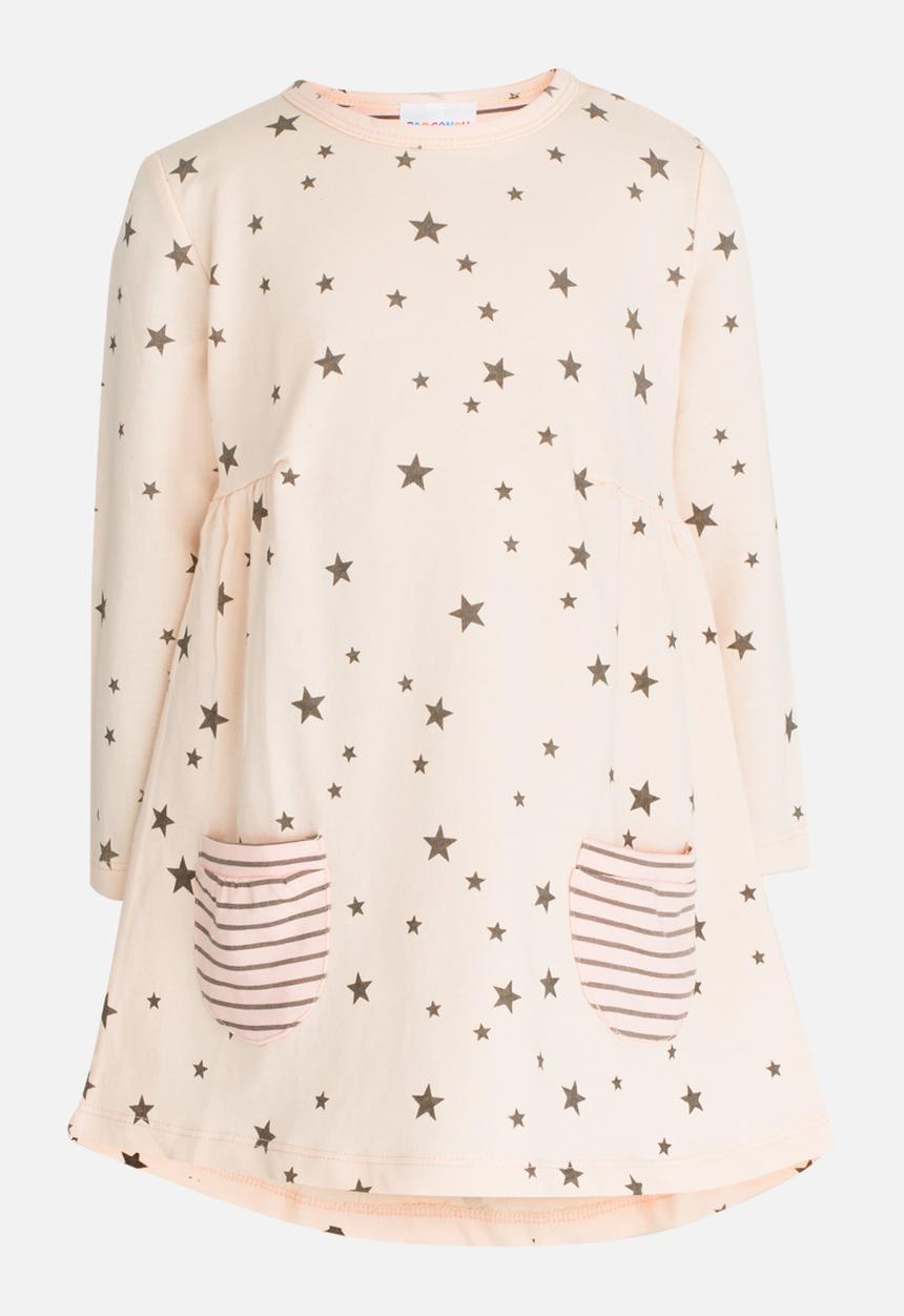 Pop Candy - Printed Long Sleeve Dress Pale Pink