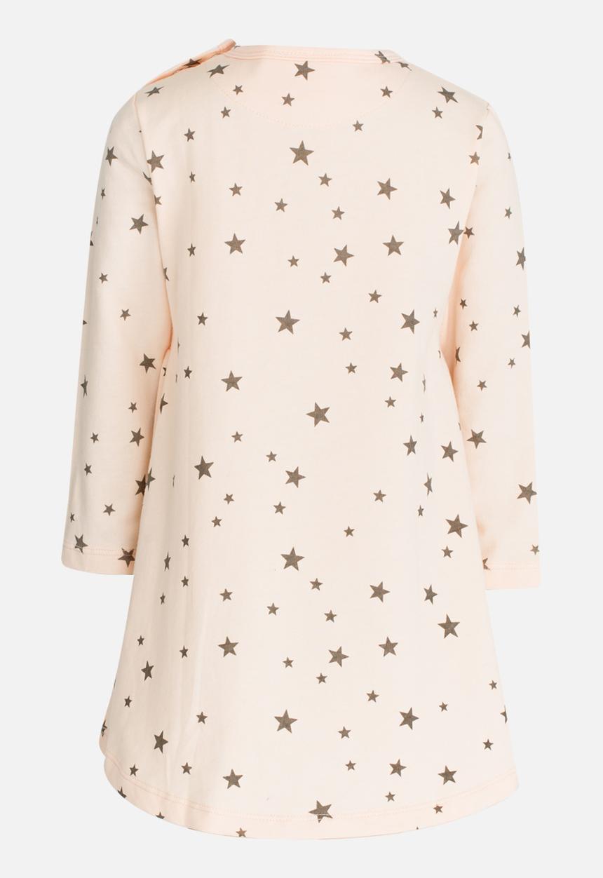 Pop Candy - Printed Long Sleeve Dress Pale Pink