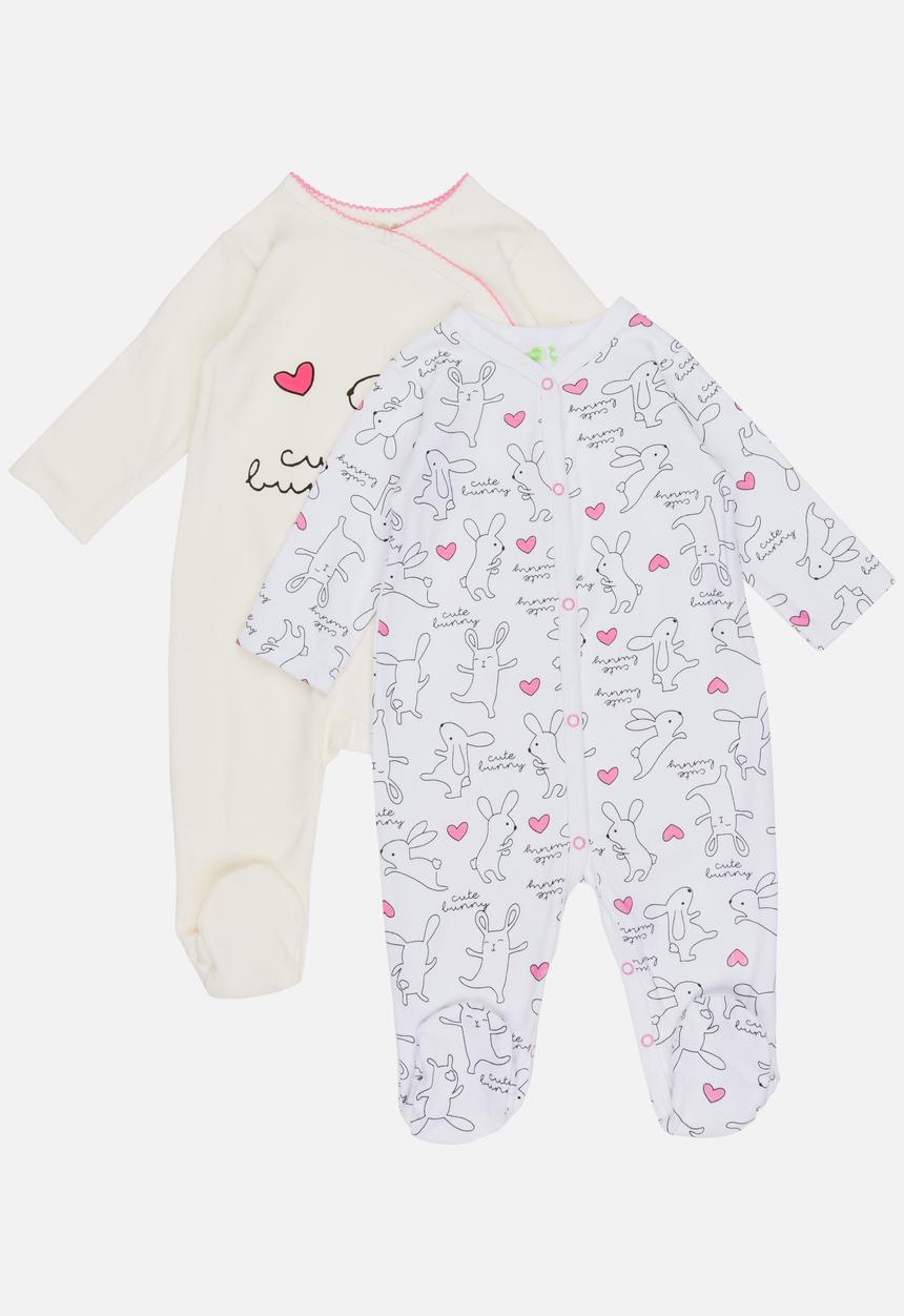 Pop Candy - 2 Pack Printed Bodysuit Set Off White